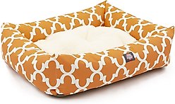Majestic Pet Luxe Bagel Trellis Bolster Dog Bed with Removable Cover, Peach, Large slide 2 of 5