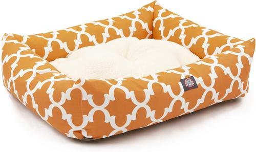Show full view: Majestic Pet Luxe Bagel Trellis Bolster Dog Bed with Removable Cover, Peach, Large slide 3 of 5