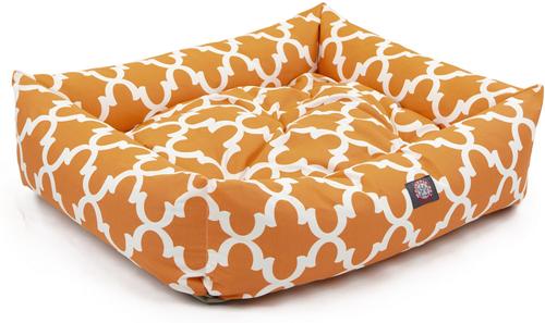 Show full view: Majestic Pet Luxe Bagel Trellis Bolster Dog Bed with Removable Cover, Peach, Large slide 4 of 5