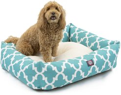 Majestic Pet Luxe Bagel Trellis Bolster Dog Bed with Removable Cover, Teal, X-Large