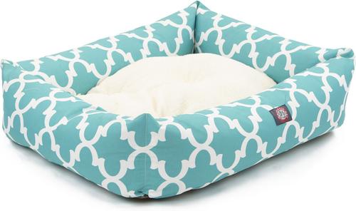 Show full view: Majestic Pet Luxe Bagel Trellis Bolster Dog Bed with Removable Cover, Teal, X-Large slide 3 of 4