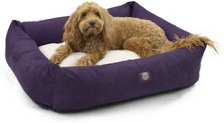 Majestic Pet Luxe Bagel Velvet Bolster Dog Bed with Removable Cover, Amethyst, X-Large