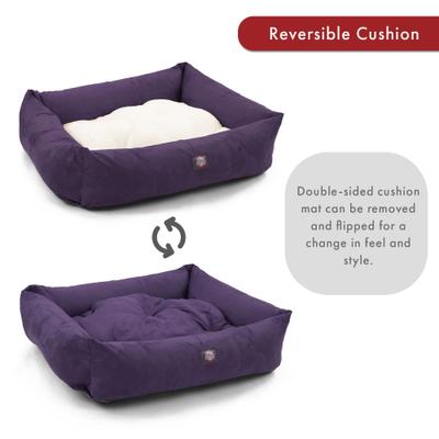 Show full view: Majestic Pet Luxe Bagel Velvet Bolster Dog Bed with Removable Cover, Amethyst, X-Large slide 6 of 7