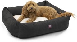 Majestic Pet Luxe Bagel Velvet Bolster Dog Bed with Removable Cover, Coal, Large
