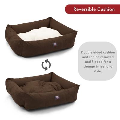 Show full view: Majestic Pet Luxe Bagel Velvet Bolster Dog Bed with Removable Cover, Espresso, Large slide 5 of 6