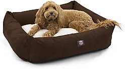 Majestic Pet Luxe Bagel Velvet Bolster Dog Bed with Removable Cover, Espresso, X-Large