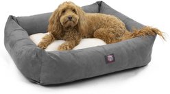 Majestic Pet Luxe Bagel Velvet Bolster Dog Bed with Removable Cover, Grey, Large slide 1 of 5