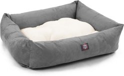 Majestic Pet Luxe Bagel Velvet Bolster Dog Bed with Removable Cover, Grey, Large slide 2 of 5