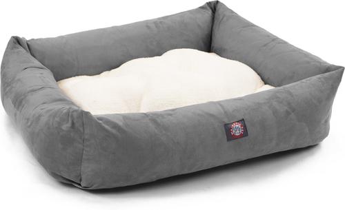 Show full view: Majestic Pet Luxe Bagel Velvet Bolster Dog Bed with Removable Cover, Grey, Large slide 3 of 5