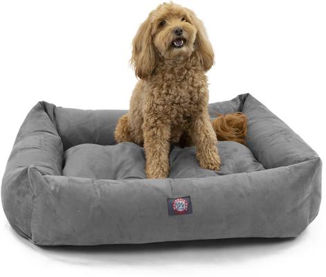 Show full view: Majestic Pet Luxe Bagel Velvet Bolster Dog Bed with Removable Cover, Grey, Large slide 2 of 5