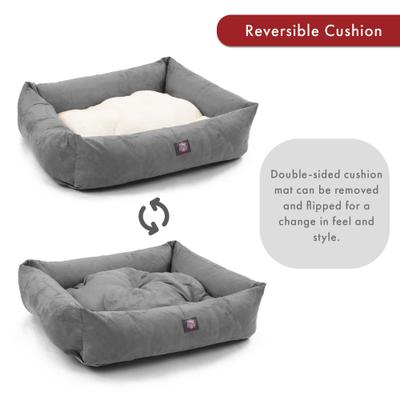 Show full view: Majestic Pet Luxe Bagel Velvet Bolster Dog Bed with Removable Cover, Grey, Large slide 5 of 5