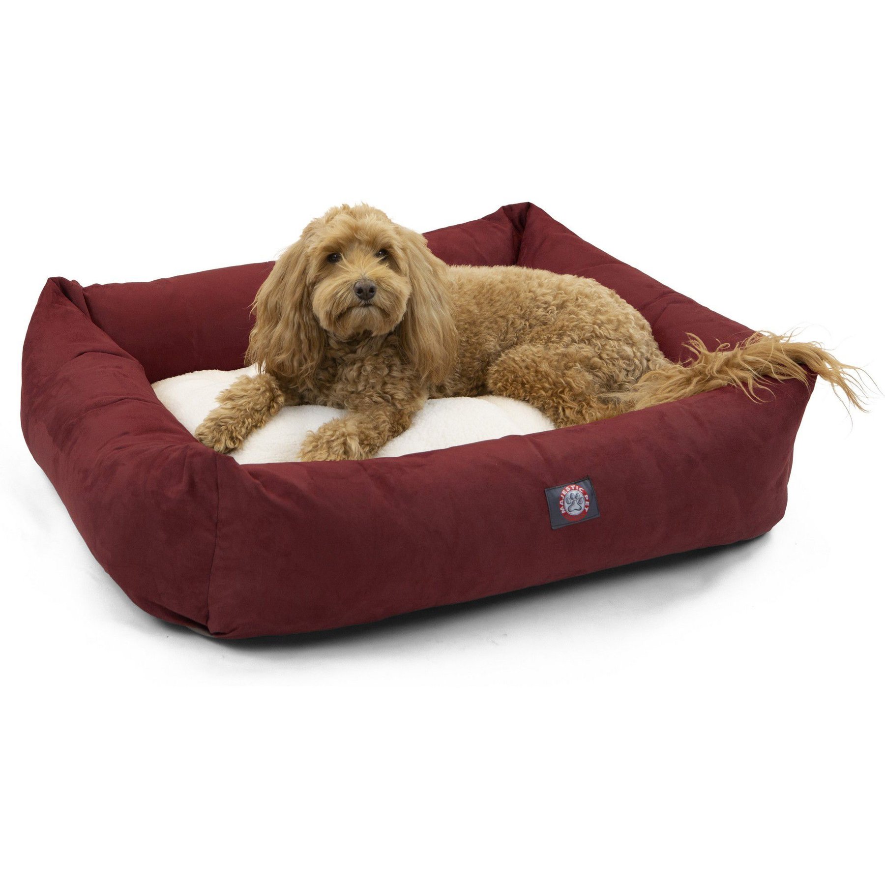 Majestic Pet Luxe Bagel Velvet Bolster Dog Bed with Removable Cover, Marron, Large