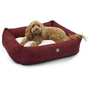 Majestic Pet Luxe Bagel Velvet Bolster Dog Bed with Removable Cover, Marron, Large