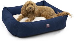 Majestic Pet Luxe Bagel Velvet Bolster Dog Bed with Removable Cover, Navy, Large