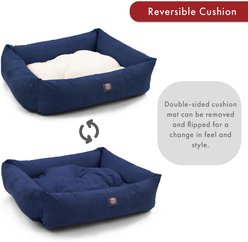 Majestic Pet Luxe Bagel Velvet Bolster Dog Bed with Removable Cover, Navy, X-Large slide 2 of 6