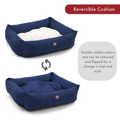 Show full view: Majestic Pet Luxe Bagel Velvet Bolster Dog Bed with Removable Cover, Navy, X-Large slide 5 of 6