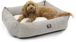 Majestic Pet Luxe Bagel Velvet Bolster Dog Bed with Removable Cover, Smoke, Large