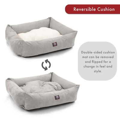Show full view: Majestic Pet Luxe Bagel Velvet Bolster Dog Bed with Removable Cover, Smoke, X-Large slide 5 of 6