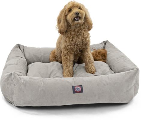 Show full view: Majestic Pet Luxe Bagel Velvet Bolster Dog Bed with Removable Cover, Smoke, X-Large slide 2 of 6