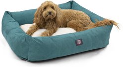 Majestic Pet Luxe Bagel Velvet Bolster Dog Bed with Removable Cover, Turquoise, Large