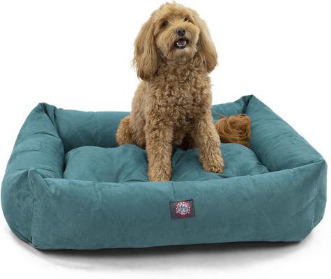 Show full view: Majestic Pet Luxe Bagel Velvet Bolster Dog Bed with Removable Cover, Turquoise, Large slide 2 of 6