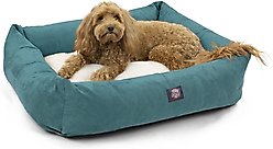 Majestic Pet Luxe Bagel Velvet Bolster Dog Bed with Removable Cover, Turquoise, X-Large