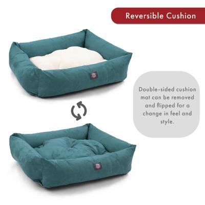 Show full view: Majestic Pet Luxe Bagel Velvet Bolster Dog Bed with Removable Cover, Turquoise, X-Large slide 5 of 6