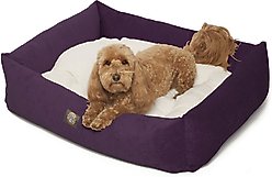 Majestic Pet Luxe Bagel Villa Bolster Dog Bed with Removable Cover, Aubergine, Large