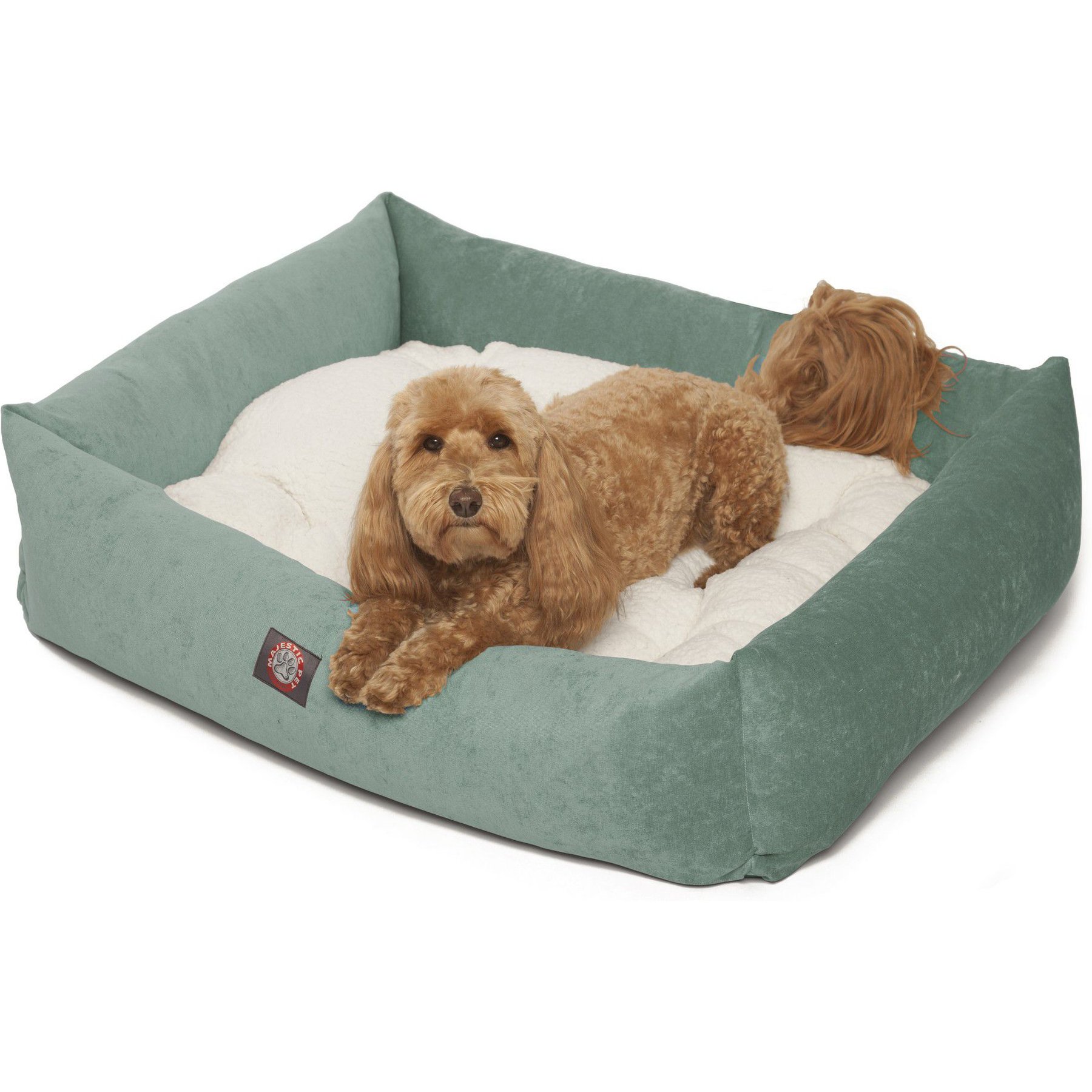 Majestic Pet Luxe Bagel Villa Bolster Dog Bed with Removable Cover, Azure, Large