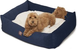 Majestic Pet Luxe Bagel Villa Bolster Dog Bed with Removable Cover, Navy, Large