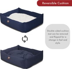 Majestic Pet Luxe Bagel Villa Bolster Dog Bed with Removable Cover, Navy, X-Large slide 2 of 6