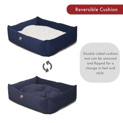 Show full view: Majestic Pet Luxe Bagel Villa Bolster Dog Bed with Removable Cover, Navy, X-Large slide 5 of 6