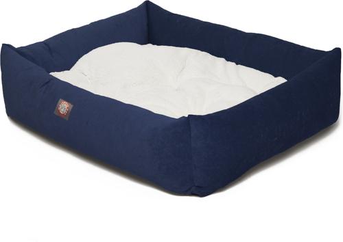 Show full view: Majestic Pet Luxe Bagel Villa Bolster Dog Bed with Removable Cover, Navy, X-Large slide 3 of 6