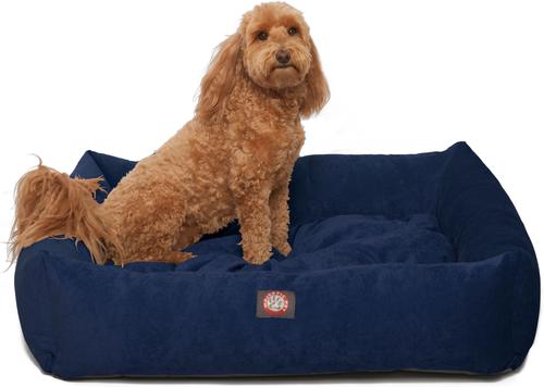 Show full view: Majestic Pet Luxe Bagel Villa Bolster Dog Bed with Removable Cover, Navy, X-Large slide 2 of 6