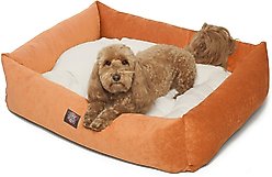 Majestic Pet Luxe Bagel Villa Bolster Dog Bed with Removable Cover, Orange, Large