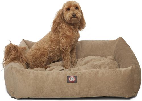 Show full view: Majestic Pet Luxe Bagel Villa Bolster Dog Bed with Removable Cover, Pearl, Large slide 2 of 4