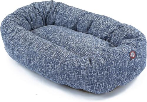 Show full view: Majestic Pet Palette Heathered Bagel Bolster Dog Bed, Navy Blue Denim, Small slide 3 of 6