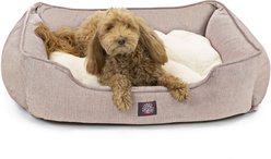 Majestic Pet Palette Heathered Contemp Lounge Bolster Dog Bed with Removable Cover, Large, Pink