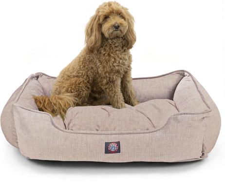 Show full view: Majestic Pet Palette Heathered Contemp Lounge Bolster Dog Bed with Removable Cover, Large, Pink slide 3 of 6