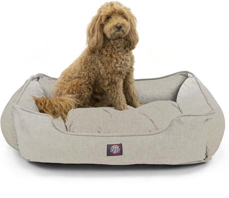 Show full view: Majestic Pet Palette Heathered Contemp Lounge Bolster Dog Bed with Removable Cover, Large, Tan slide 3 of 6