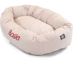 Majestic Pet Palette Heathered Personalized Bagel Cat & Dog Bed, Blush Pink, Large