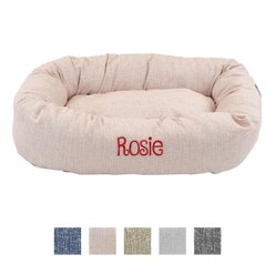 Majestic Pet Palette Heathered Personalized Bagel Cat & Dog Bed, Blush Pink, Medium