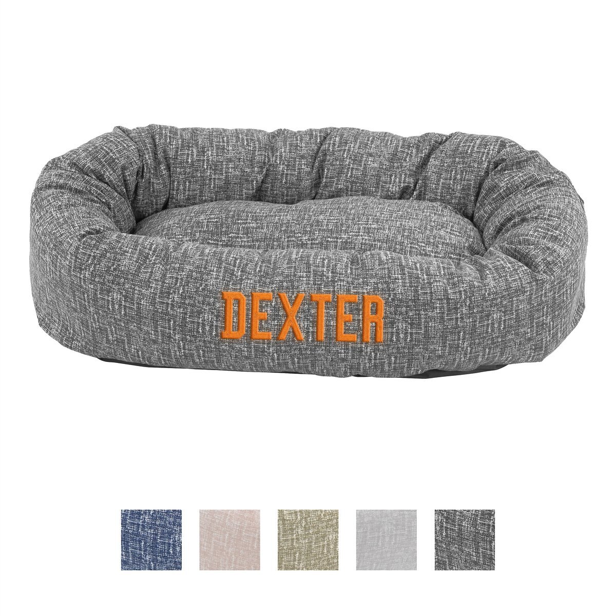 Majestic Pet Palette Heathered Personalized Bagel Cat & Dog Bed, Light Black, Large