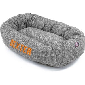 Majestic Pet Palette Heathered Personalized Bagel Cat & Dog Bed, Light Black, Large