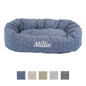 Majestic Pet Palette Heathered Personalized Bagel Cat & Dog Bed, Navy Blue Denim, Small