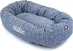 Majestic Pet Palette Heathered Personalized Bagel Cat & Dog Bed, Navy Blue Denim, Small slide 2 of 5