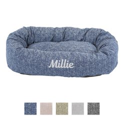 Majestic Pet Palette Heathered Personalized Bagel Cat & Dog Bed, Navy Blue Denim, X-Large