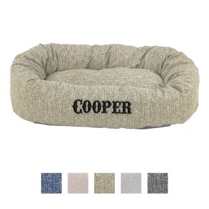 Majestic Pet Palette Heathered Personalized Bagel Cat & Dog Bed, Tan, Large
