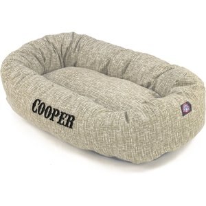 Majestic Pet Palette Heathered Personalized Bagel Cat & Dog Bed, Tan, Large