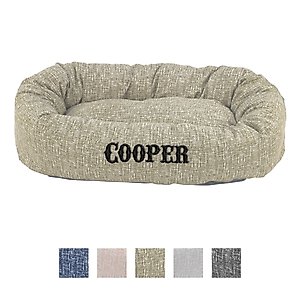 Majestic Pet Palette Heathered Personalized Bagel Cat & Dog Bed, Tan, Medium